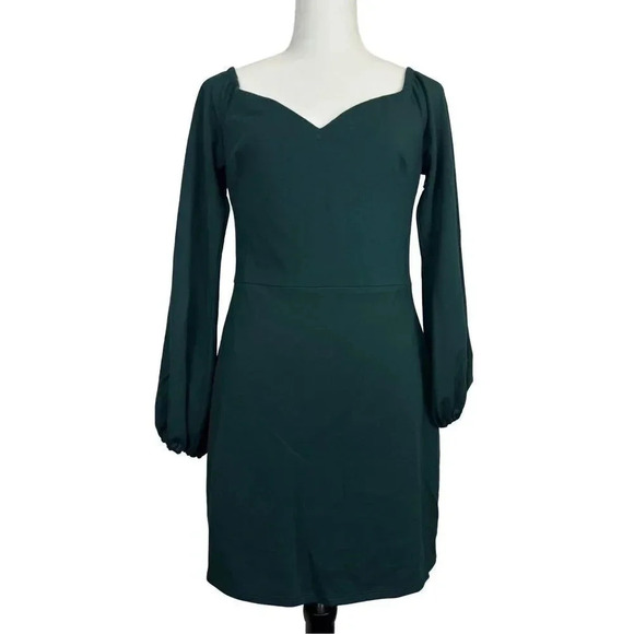 Dress the Population Sheath Long Sleeve Mini Dress M Green V-Neck Bodycon NWT - Picture 4 of 11